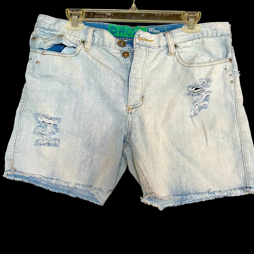 Women’s Junior Roxy Boyfriend Shorts Light Blue Denim Size 9